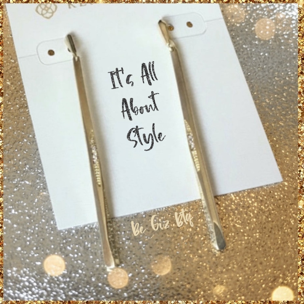 Authentic Kendra Scott Melissa Dangle Earrings Shiny Gold with Sparkles Crystals - Picture 8 of 8